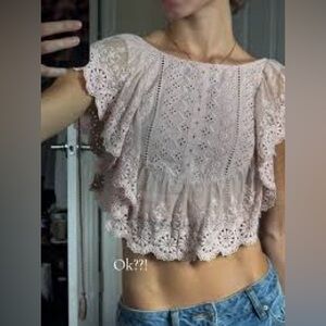 Altar'd State Pink Eyelet Cropped Top size S
